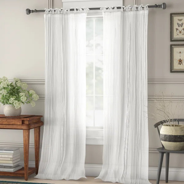 Mercuri Solid Semi-Sheer Tab Top Single Curtain Panel | Wayfair North America