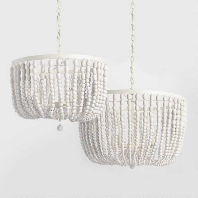 Antique Whitewashed Wood Bead 4 Light Chandelier | World Market