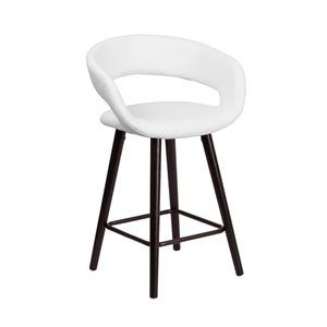 Flash Furniture 24" High Faux Leather Counter Stool in White | Cymax