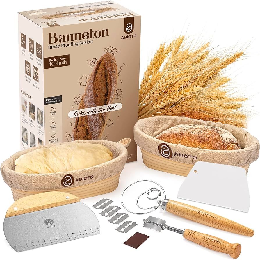 Sourdough Bread Proofing Baskets and Baking Supplies, A Complete Bread Making Kit Including Two 1... | Amazon (US)