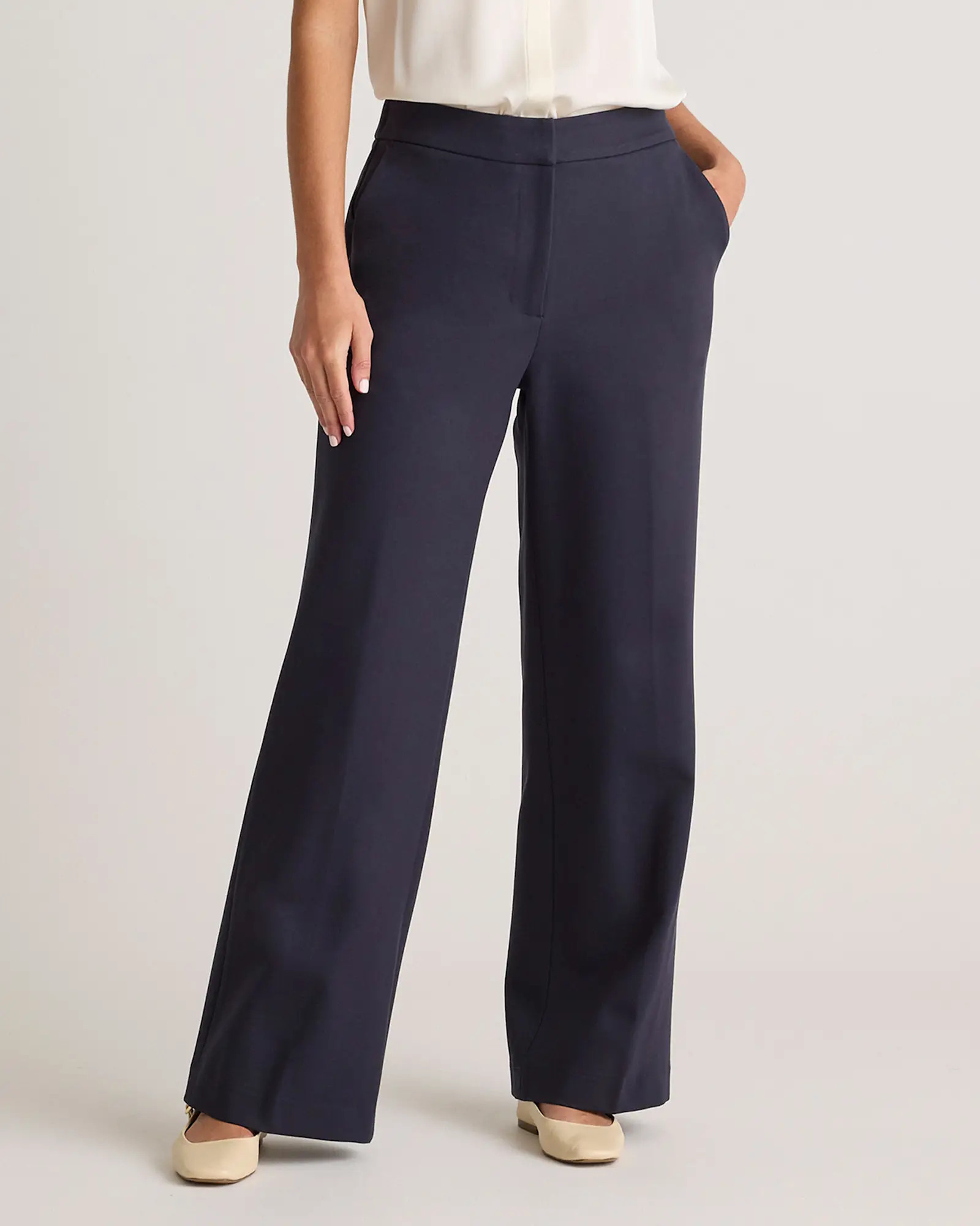 Women's Ultra-Stretch Ponte Trouser in Navy | Quince