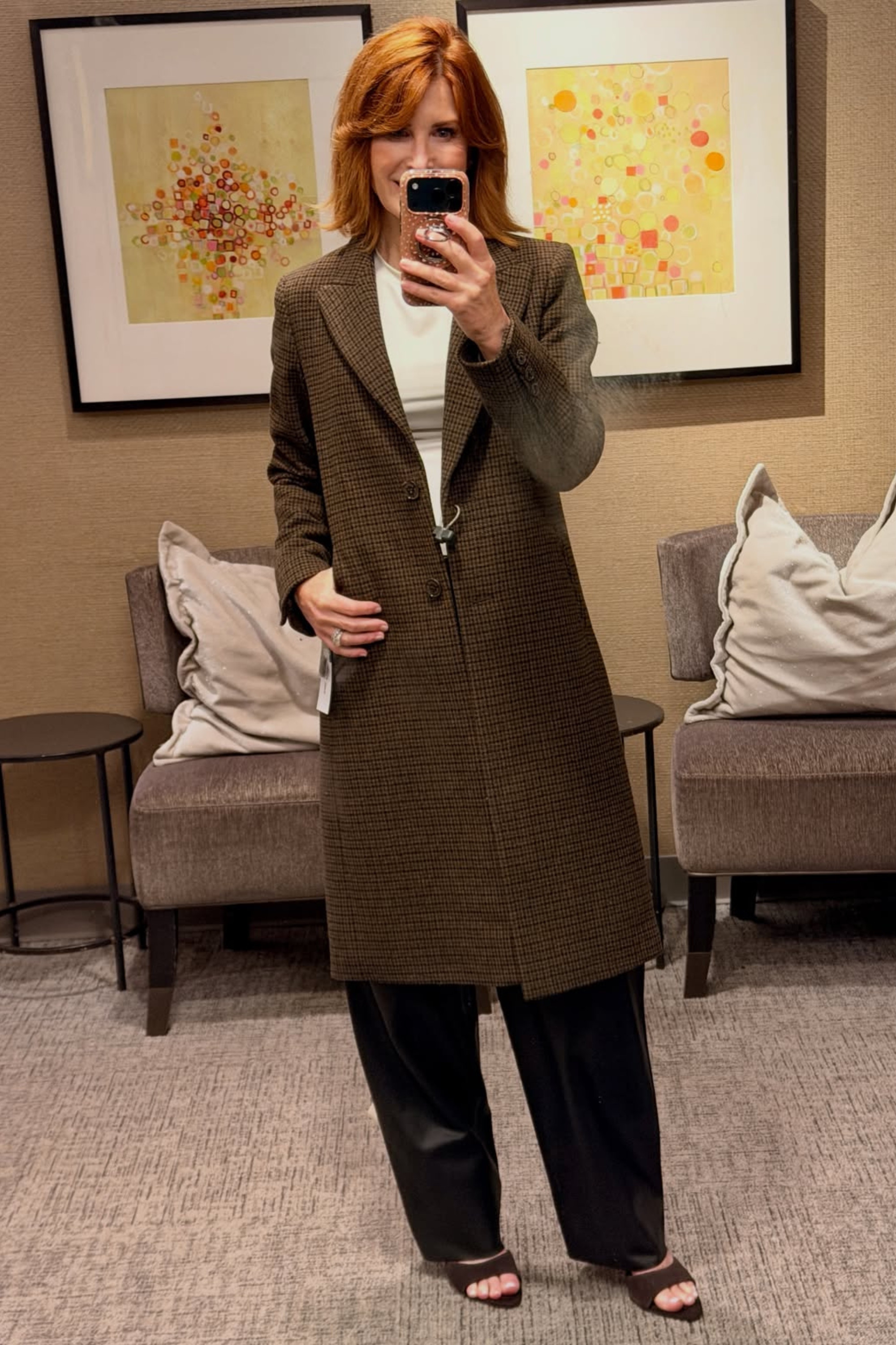 This long plaid coat gives simple black separates such a polished finish. The coat and wide-leg pants are both included in the Nordstrom Anniversary Sale and would be perfect for business casual workwear or an elevated fall outfit. 

 #LTKSeasonal #LTKOver40 #LTKSaleAlert