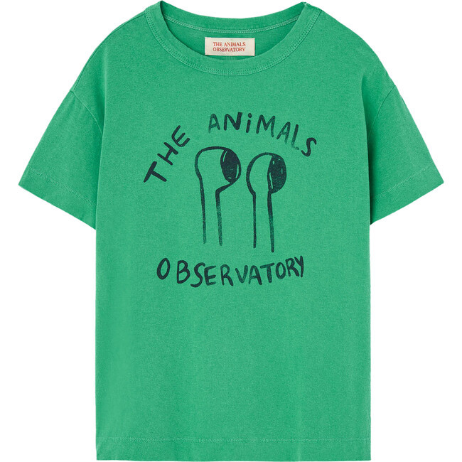 The Animals Observatory | Rooster Print Regular Fit Short Sleeve T-Shirt, (Green, Size 10Y) | Maison | Maisonette