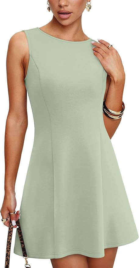 WIHOLL Women's Summer A-Line Sleeveless Boat Neck Mini Dress Club Party Little Short Dresses | Amazon (US)