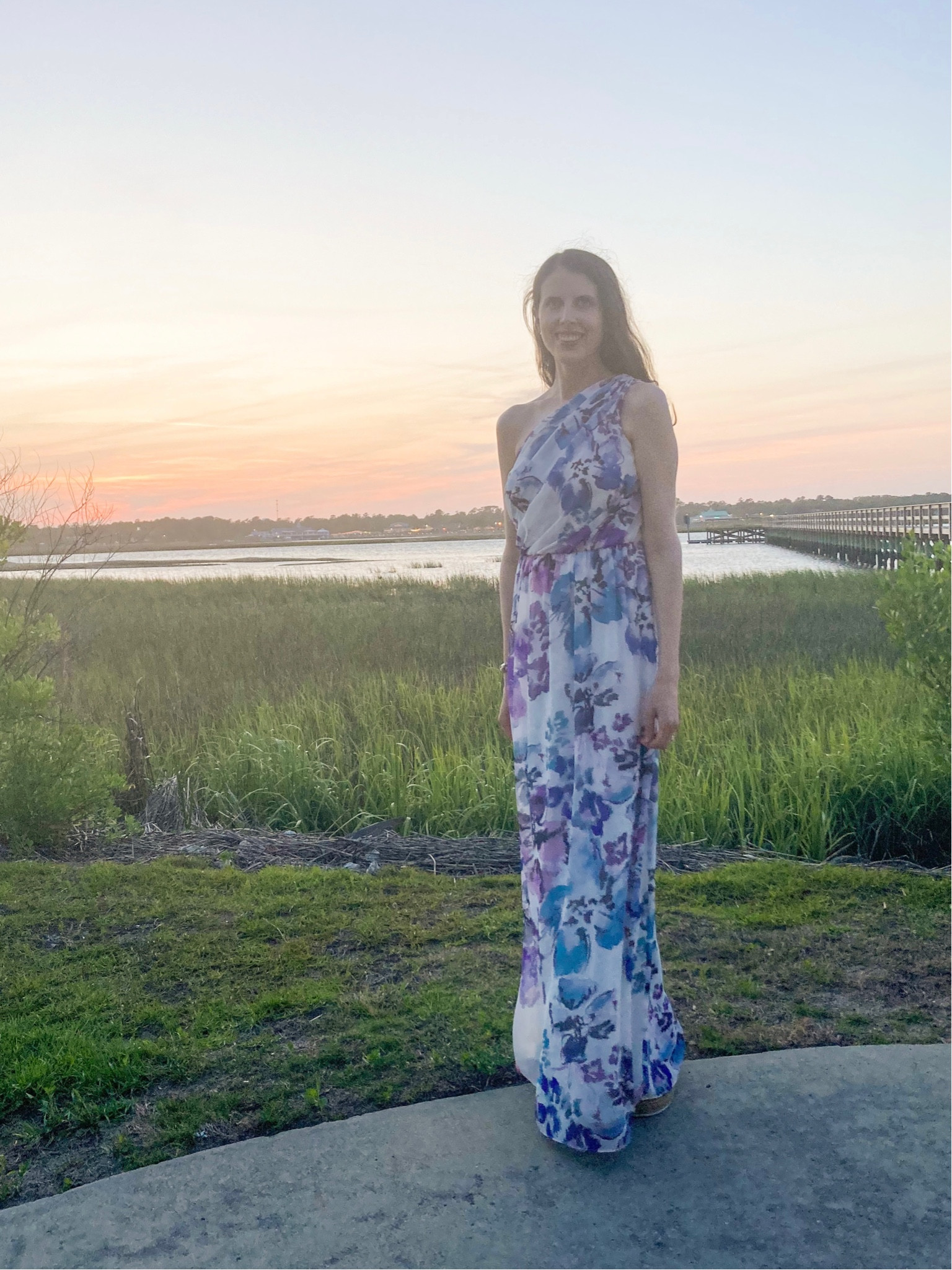 Wore this one shoulder floral maxi dress to celebrate our anniversary! This would also be a great wedding guest dress.

#LTKunder100 #LTKSeasonal #LTKwedding