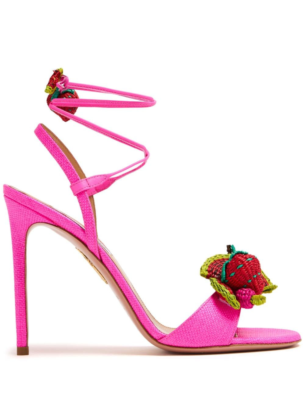 Aquazzura Strawberry Punch 105mm leather sandals - Pink | Farfetch Global
