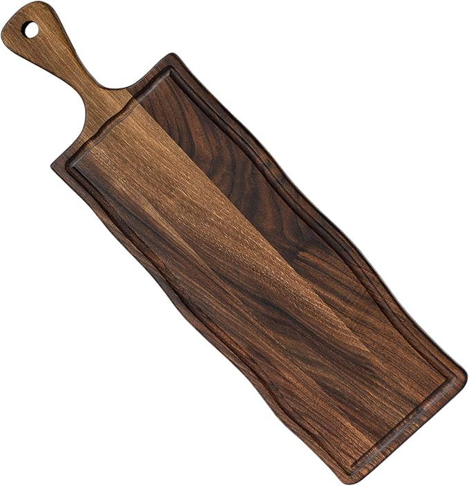 Elegant American Black Walnut Wood Long Serving Board with Handle - Charcuterie Wooden Board - St... | Amazon (US)