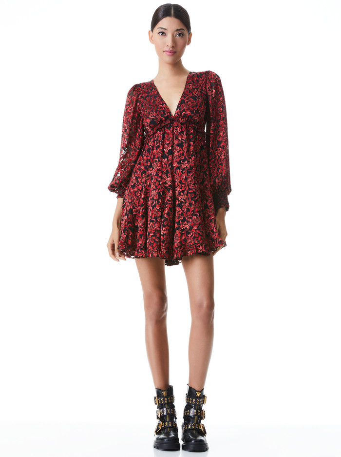 BRIAR BLOUSON SLEEVE MINI DRESS | Alice + Olivia