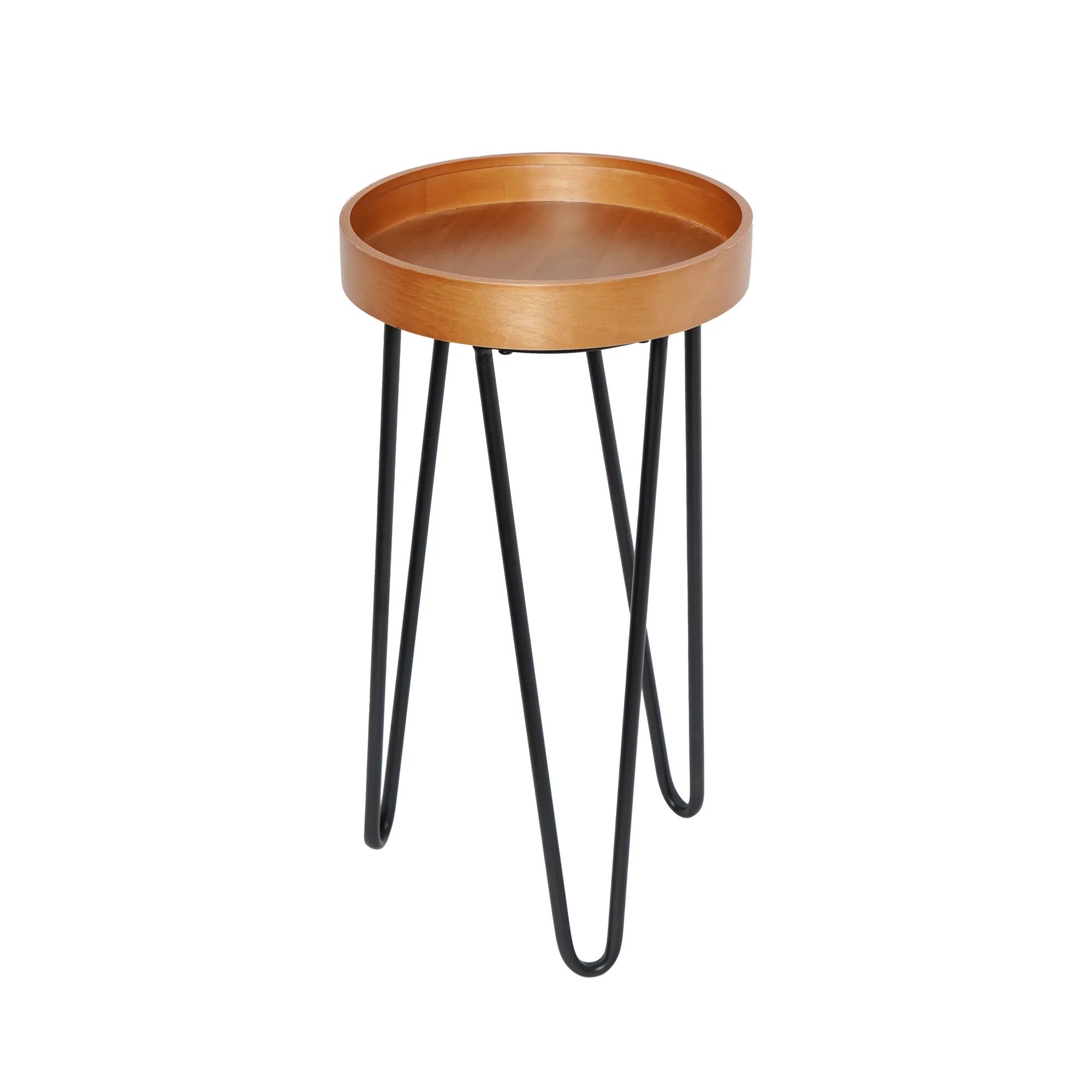 Home Décor Collection Wood & Metal Round Modern Accent End Side Coffee Table - 23" x 12" x 12" | Walmart (US)