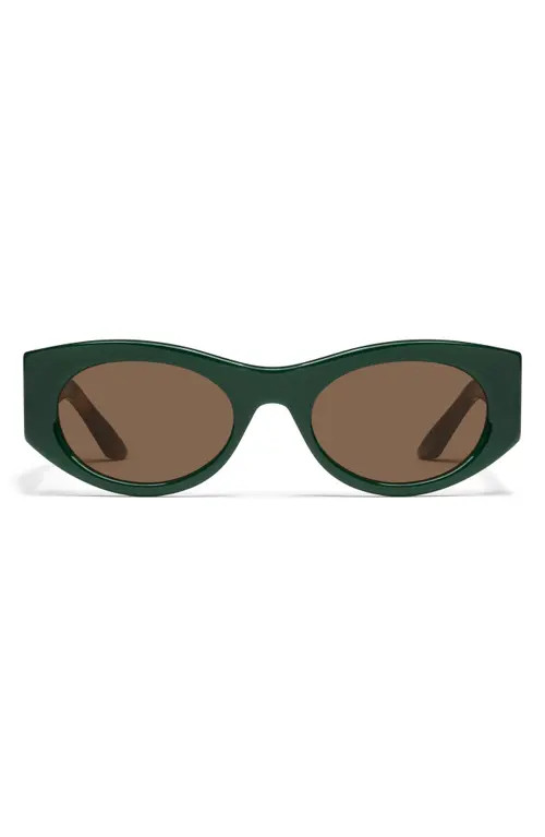 QUAY So What 53mm Round Sunglasses in Deep Green/Brown at Nordstrom | Nordstrom