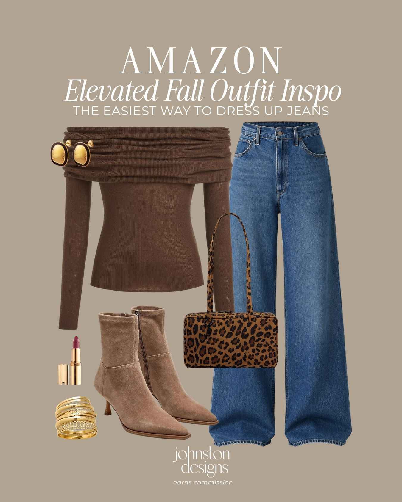 The easiest way to dress up jeans this fall. 🤎 Pair an off-the-shoulder chocolate-brown top with wide-leg denim, suede ankle boots and a leopard bag for an elevated look that still feels effortless.

Amazon elevated fall outfit, dressy jeans outfit, chocolate-brown top, wide-leg denim style, suede ankle boots, leopard-print bag, affordable Amazon fashion, fall date-night outfit

#amazonfashion #amazonfinds #falloutfit #elevatedstyle #widelegjeans #chocolatebrown #affordablefashion #datenightoutfit #amazonstyle
 

 #LTKootd #LTKSeasonal