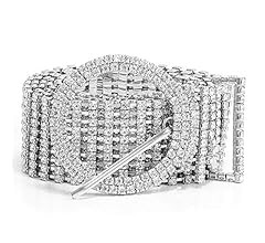 Women Rhinestone Belt Shiny Diamond Crystal Ladies Waist Belt for Jeans Dresses Silver Gold by WH... | Amazon (US)