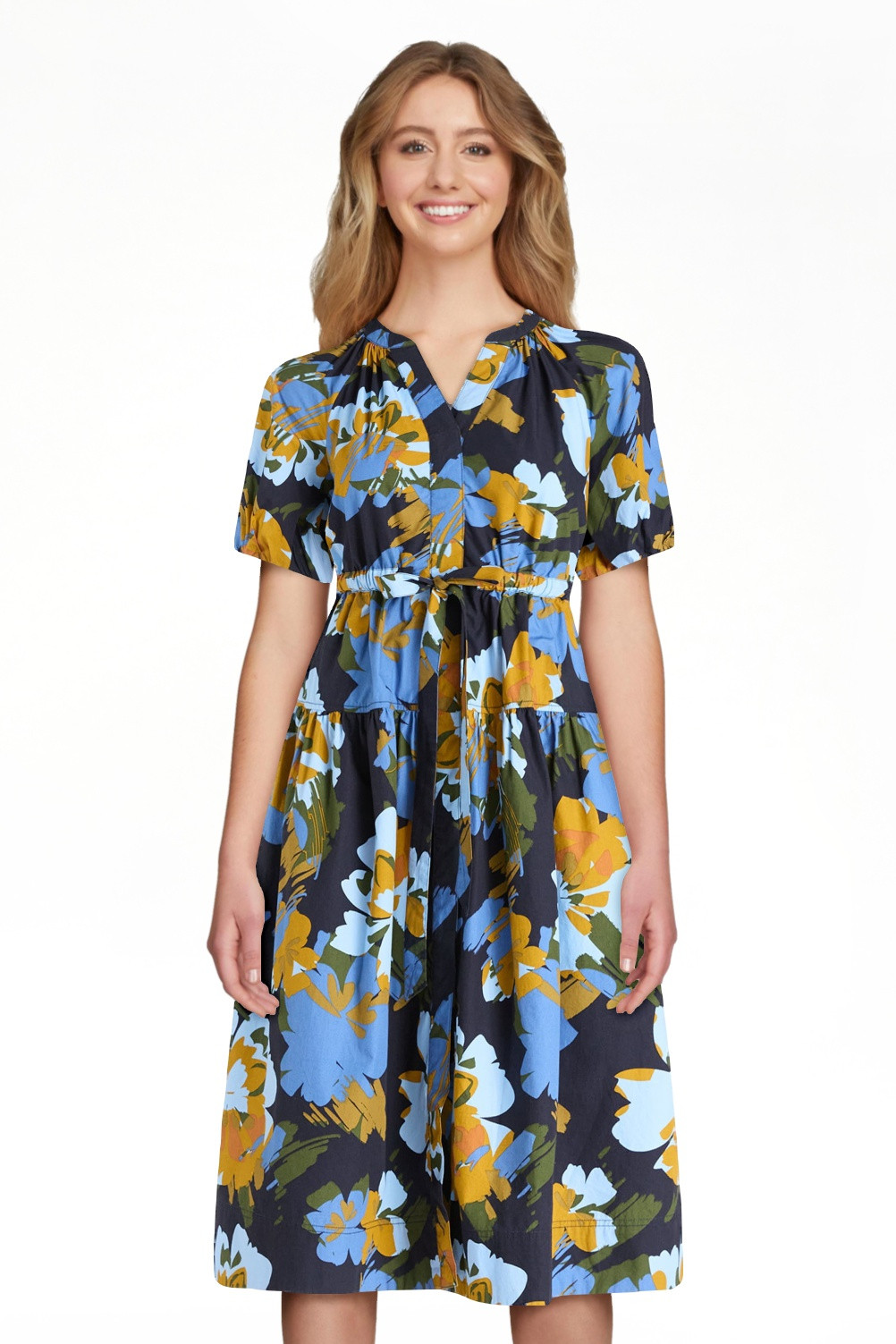 Free Assembly Women's and Women's Plus Cotton Midi Dress with Puff Sleeves, Sizes XS-4X - Walmart... | Walmart (US)