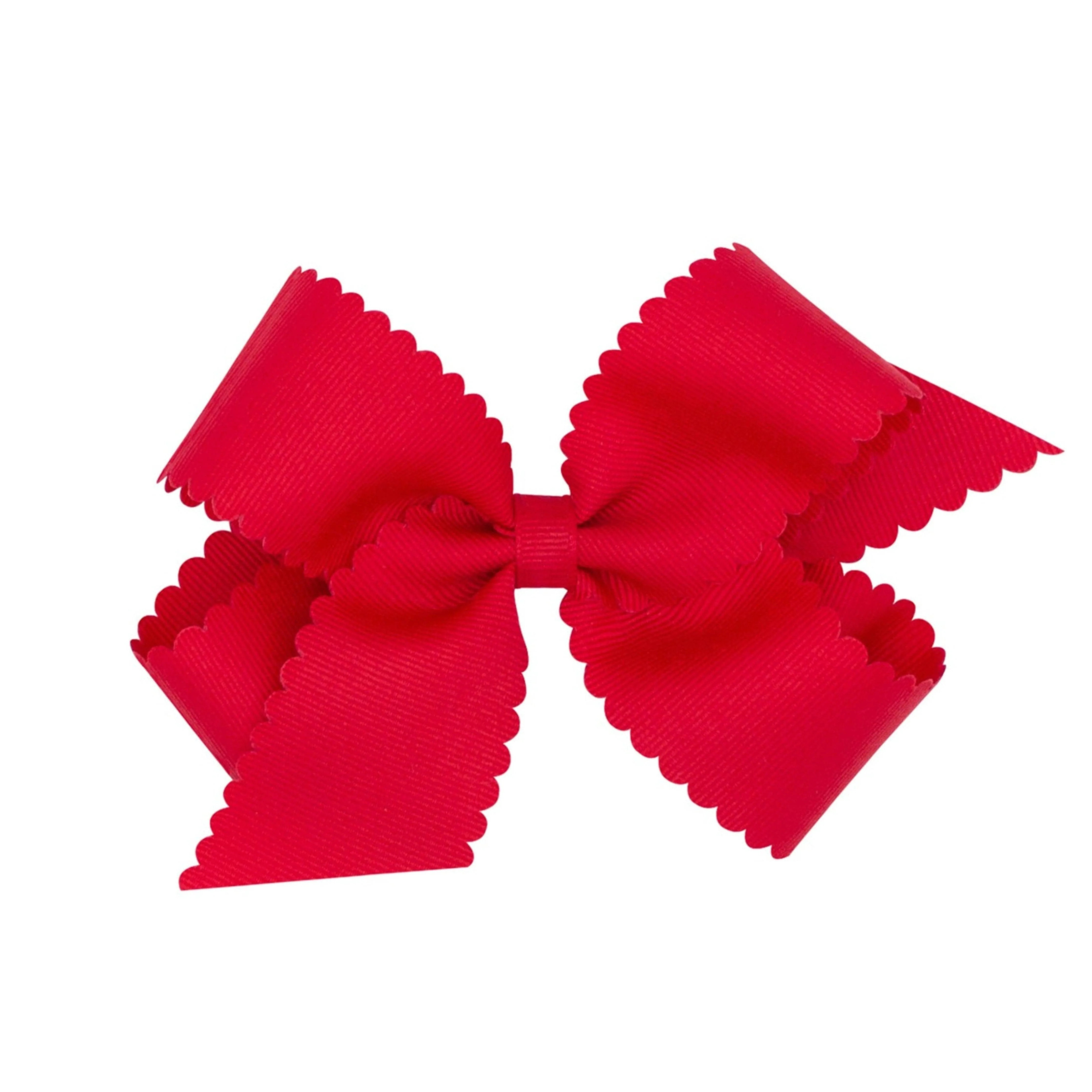 Girls Scallop Hair Bow in Red | Little English