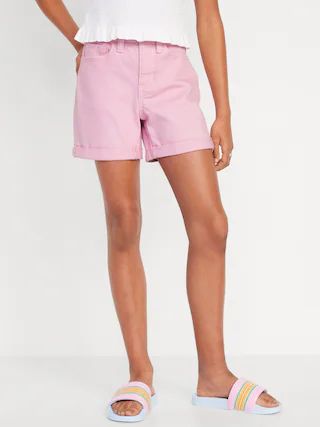 High-Waisted Double-Rolled-Cuff Midi Shorts for Girls | Old Navy (US)