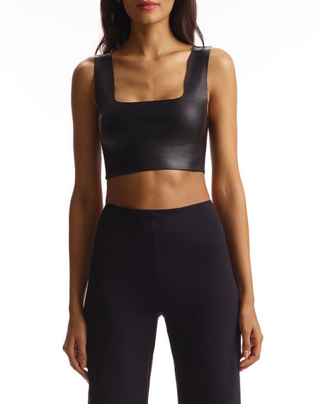 Commando Faux-Leather Crop Top | Neiman Marcus