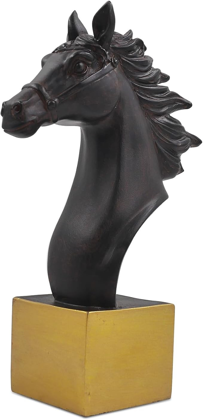 SIMON'S SHOP Horse Statues, Horse Sculptures for Mantel Table Shelf Decor, Dark Brown Animal Head... | Amazon (US)