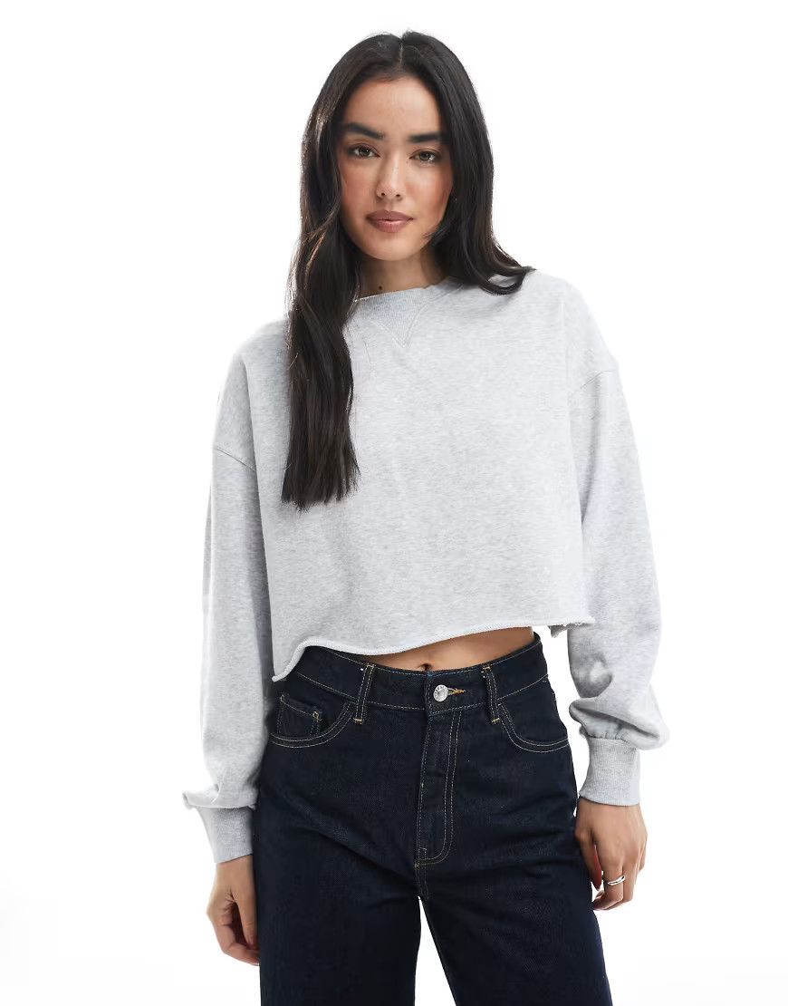 Cotton On cropped sweatshirt in soft heather gray | ASOS (Global)