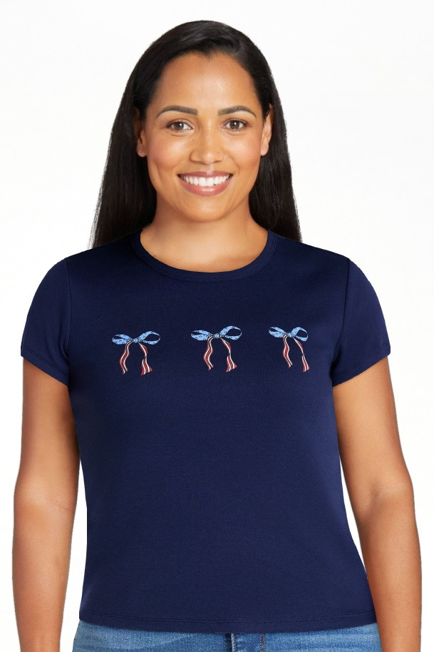 Social Edition Women's Americana Flag and Bows Graphic Tee, Sizes XXS-XXL | Walmart (US)