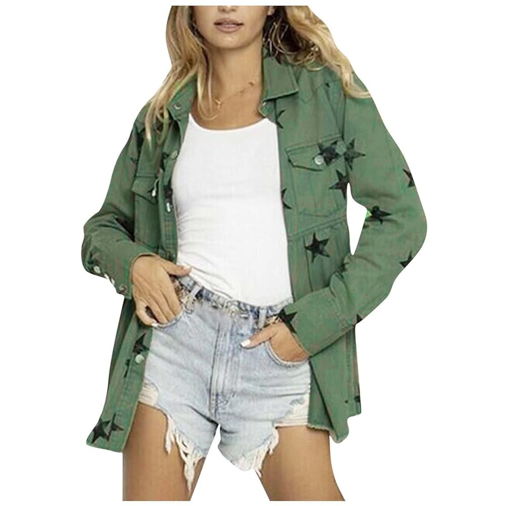 tuduoms Denim Babydoll Shacket Jacket Women's Oversized Distressed Frayed Button Down Jean Jacket... | Amazon (US)