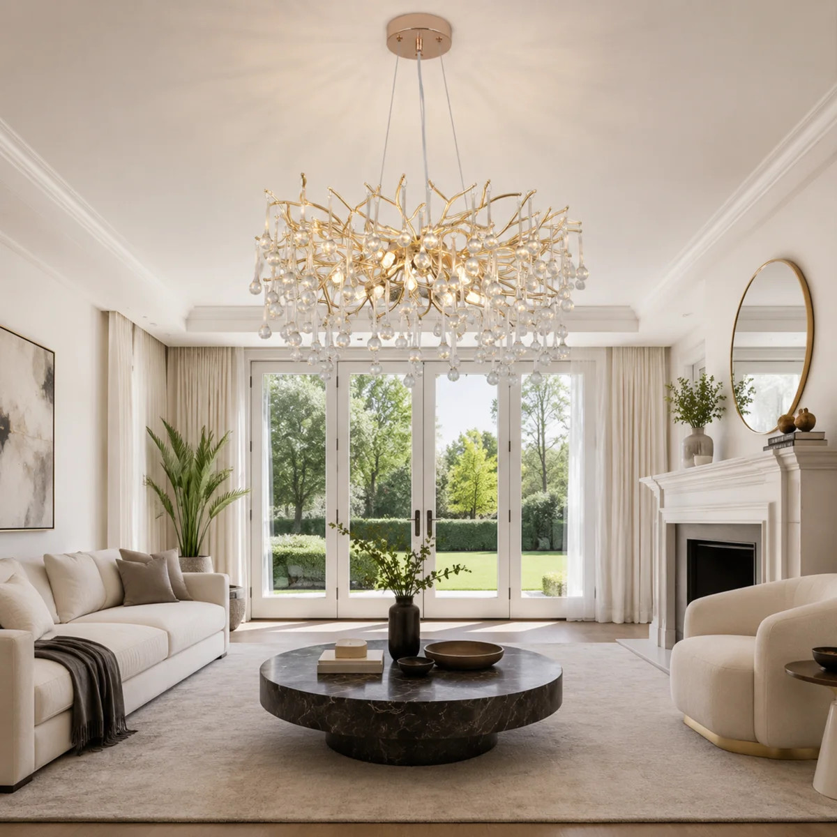 Gold Chandelier Light Fixture, D22 Inch Modern Crystal Chandelier Hanging Lights Tree Branch Chan... | Wayfair North America