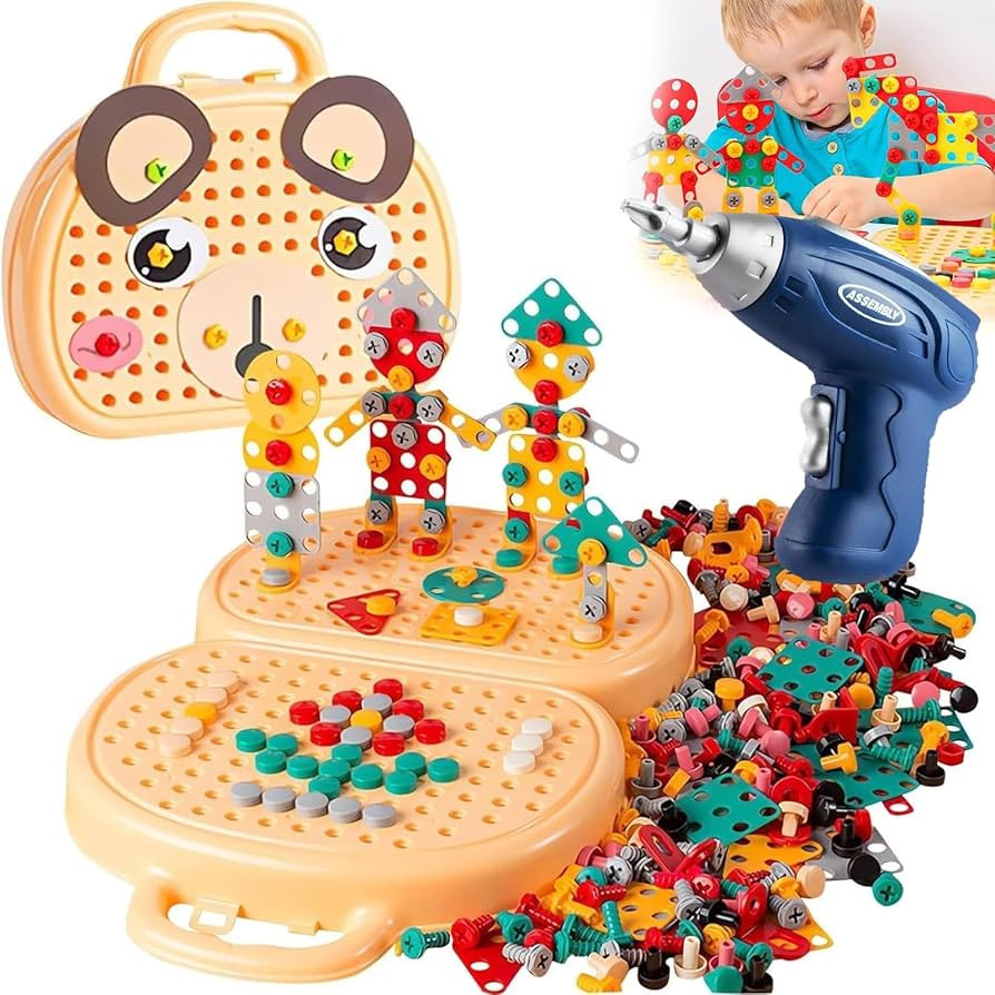 Magic Montessori Play Toolbox Bear, Creative Tool Box, Montessori Play Toolbox with Drill, Mosaic... | Amazon (US)