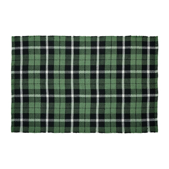 My Texas House Green Plaid Holiday Layering Non-Slip Indoor/Outdoor Area Rug, 24" x 38" | Walmart (US)
