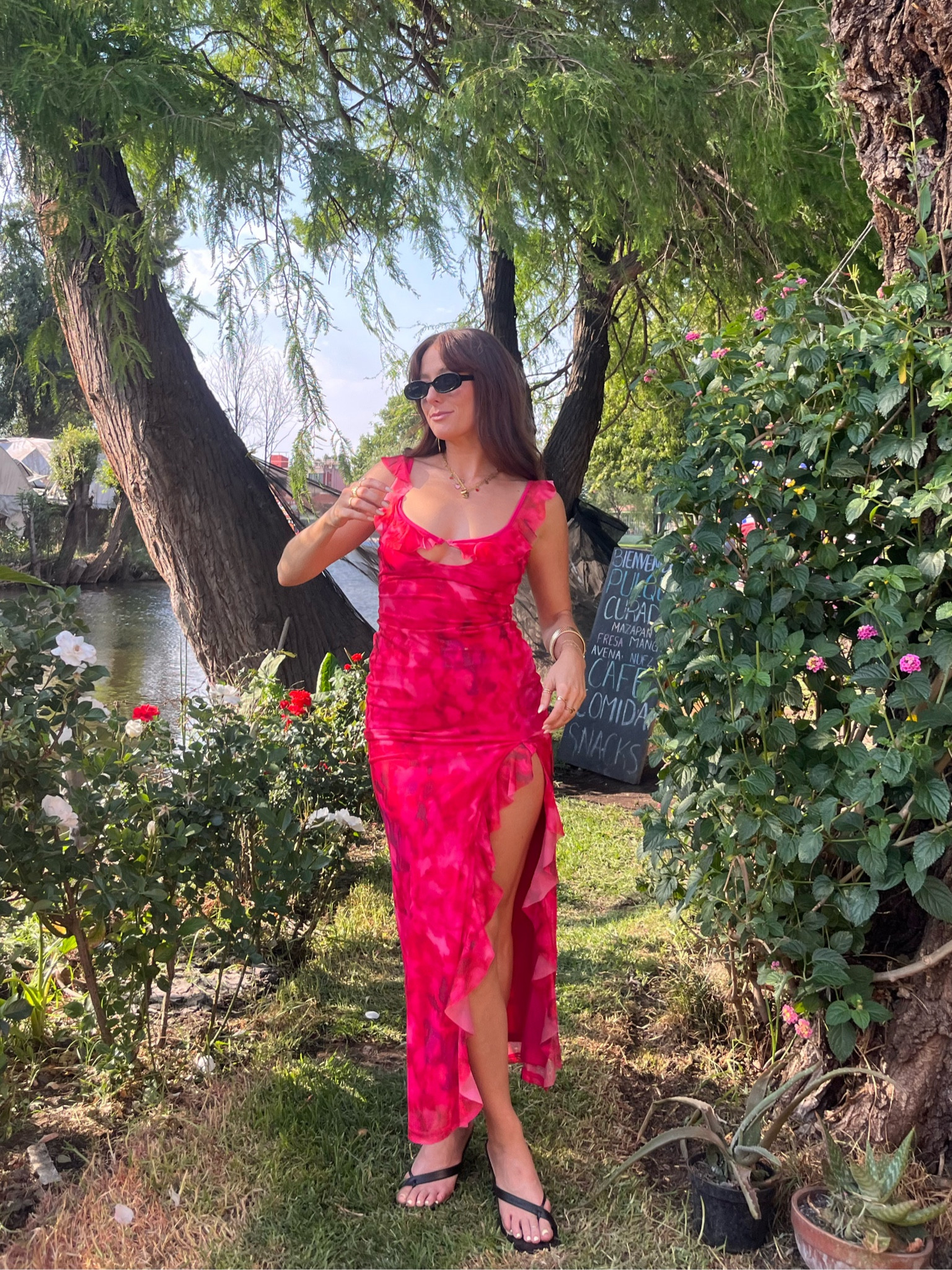 chinese dress ladies Rosalina Sheer Maxi Dress Pink