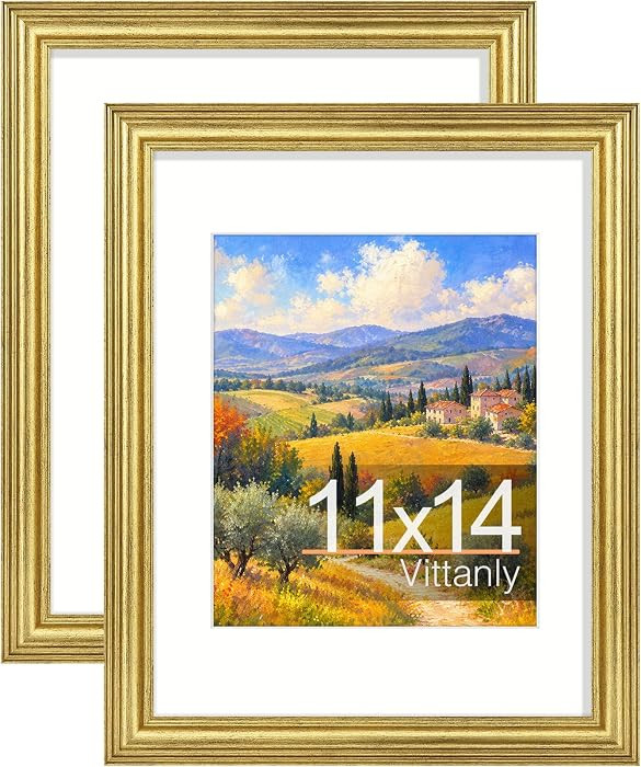 11x14 Picture Frames Set of 2, Vintage Photo Frames, Rustic Gold | Amazon (US)