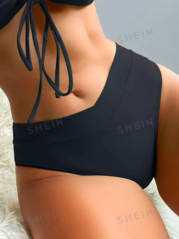 SHEIN Swim Plain High Waisted Bikini Bottom | SHEIN