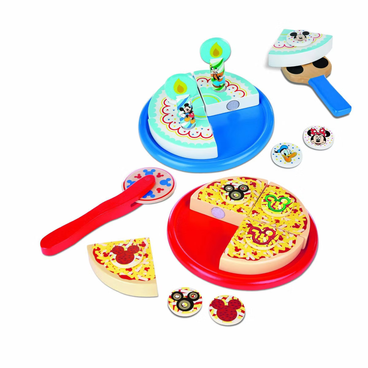 Melissa & Doug Mickey Mouse Wooden Pizza and Birthday Cake Set (32pc) - Play Food: Shapes, Creati... | Target
