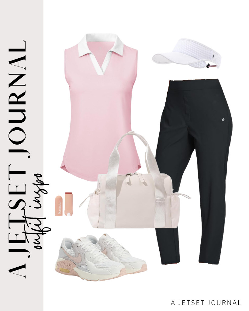 Wear this pink Polo Shirt with baleaf stretch pants for a sweet, chic style look. Your footwear can be these comfy Nike sneakers that pair well with this fit. Grab a compact small gym bag to finish your active look. 

#LTKSeasonal #LTKSaleAlert #LTKTravel 

 