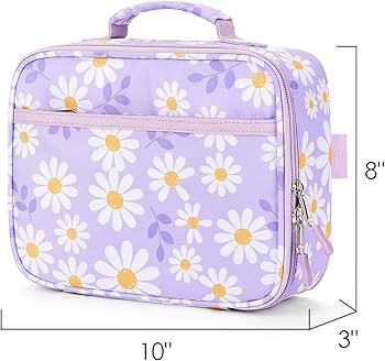 mibasies Kids Lunch Box for Girls Toddler, Insulated and Reusable Lunch Bag for School, Daisy Pur... | Amazon (US)