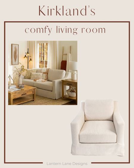 Comfy living room furniture from Kirkland’s on sale, white sofa, white accent chair, cozy furniture 

#LTKsalealert #LTKSeasonal #LTKhome