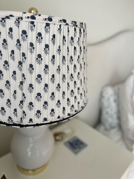 Blue & white pleated lampshades