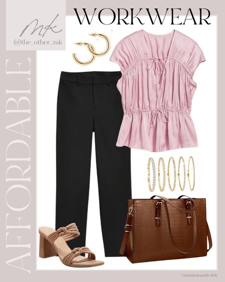 Brown and pink - workwear - office outfit - midsize office outfit - spring office looks - silk too - Amazon - target - brown purse - work bag - affordable work attire 

#LTKstyletip #LTKworkwear #LTKunder100