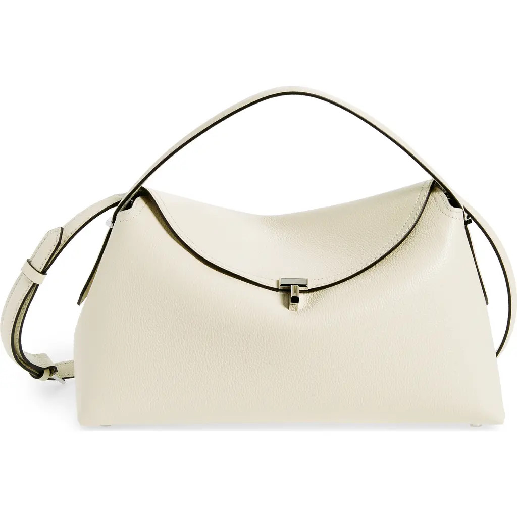 TOTEME T-Lock Curved Leather Shoulder Bag in Milk 106 at Nordstrom | Nordstrom