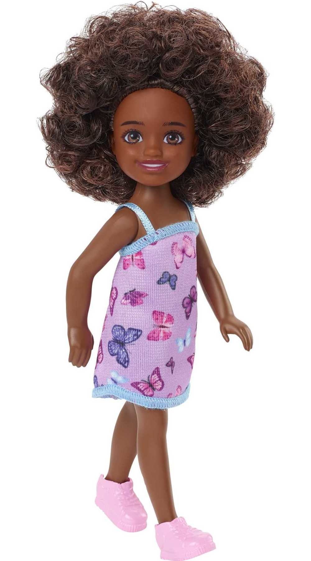 Barbie Chelsea Doll, Small Doll with Dark Brown Curly Hair & Blue Eyes in Removable Butterfly Dre... | Walmart (US)