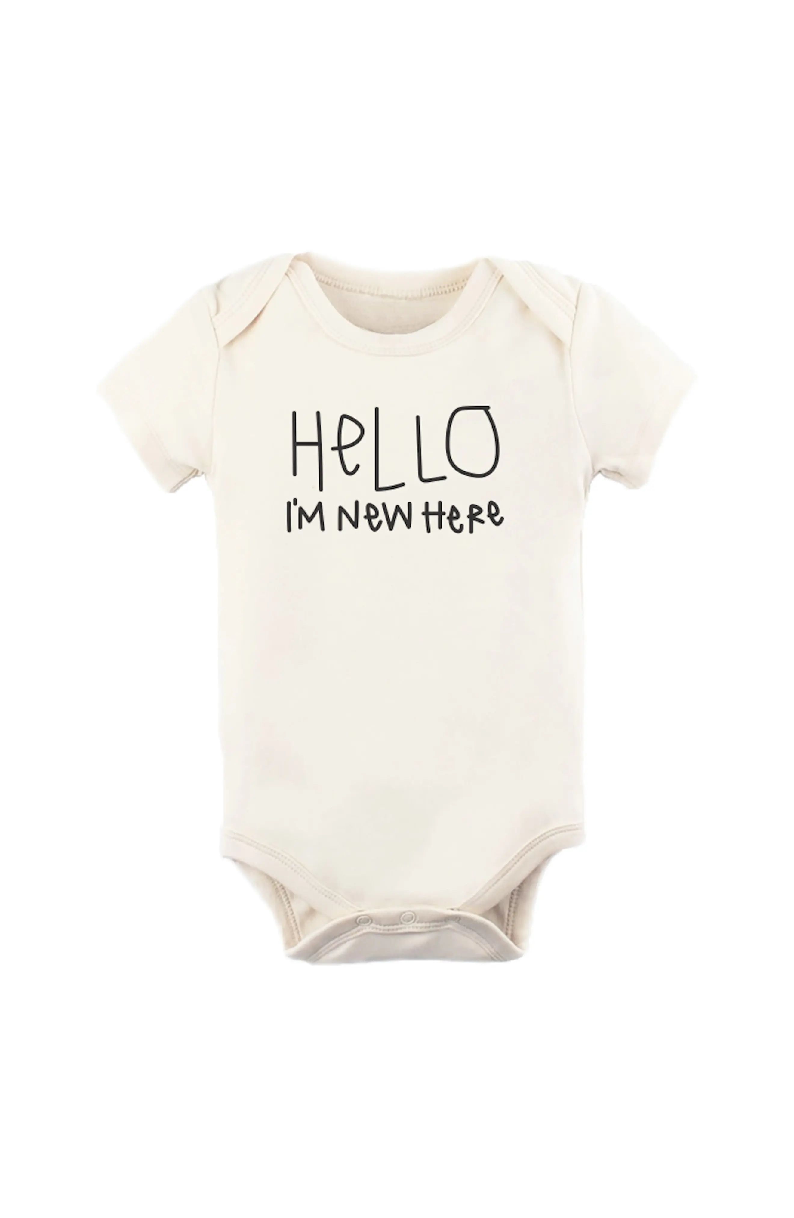 Tenth & Pine Hello, I'm New Here Organic Cotton Bodysuit in Natural at Nordstrom, Size 0-3M | Nordstrom