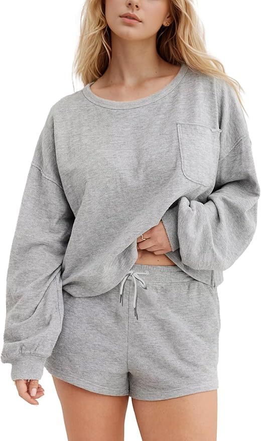 AMEBELLE Lounge Sets for Women Pajama Sets Long Sleeve Tee Top and Shorts 2 Piece Sets for Women ... | Amazon (US)