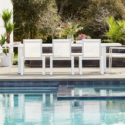 Santa Barbara White Metal Dining Table & Dining Chairs | Williams-Sonoma