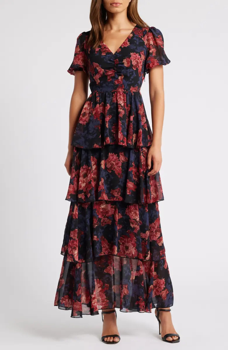 Floral Tiered Chiffon Dress | Nordstrom