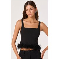 ASTR the Label | Feather Trim Corset Top in Black | Size XS | ASTR The Label (US)