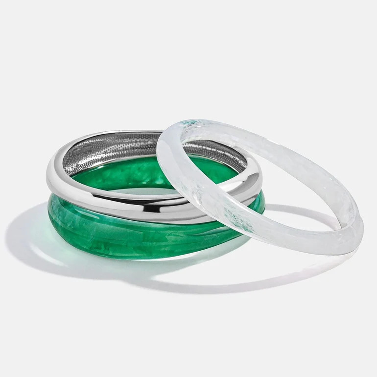 Raven Resin Bangle Set - Malachite | BaubleBar