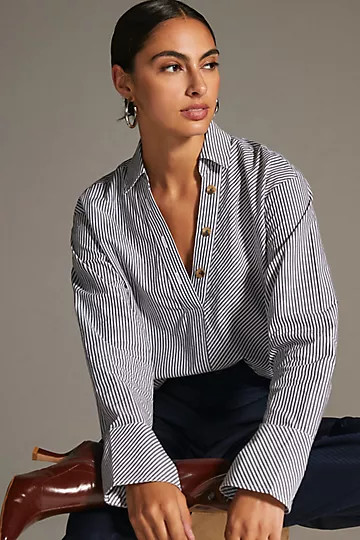 By Anthropologie Henley Popover Shirt | Anthropologie (US)