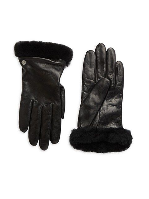 UGG Shearling-Trim Leather Gloves on SALE | Saks OFF 5TH | Saks Fifth Avenue OFF 5TH