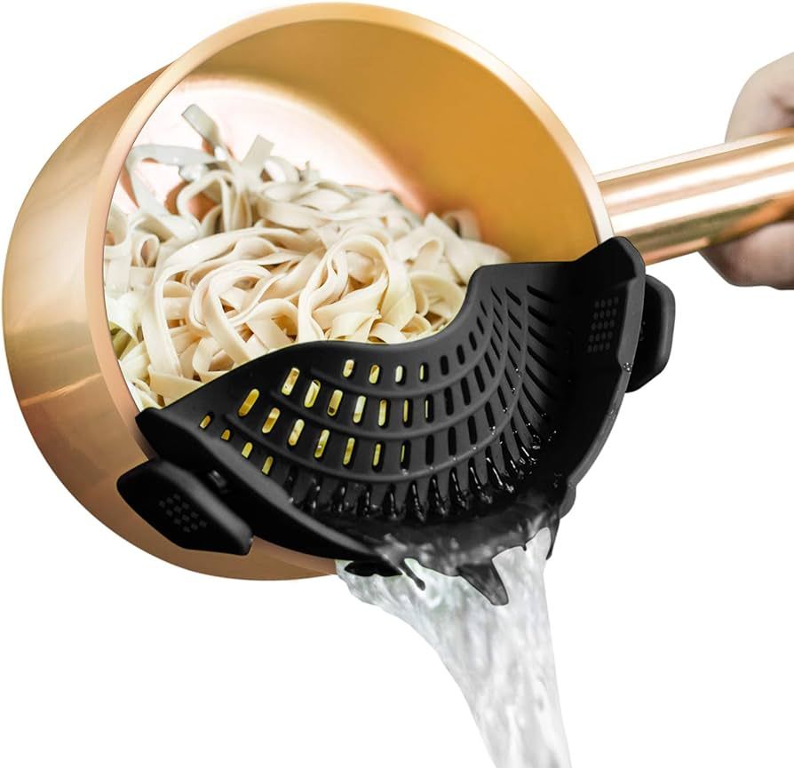 AUOON Clip On Strainer Silicone for All Pots and Pans, Pasta Strainer Clip on Food Strainer for Meat Vegetables Fruit Silicone Kitchen Colander | Amazon (US)