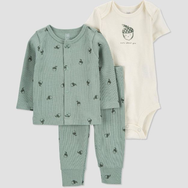 Carter's Just One You®️ Baby Boys' 3pc Cardi Top & Bottom Set - White/Green | Target
