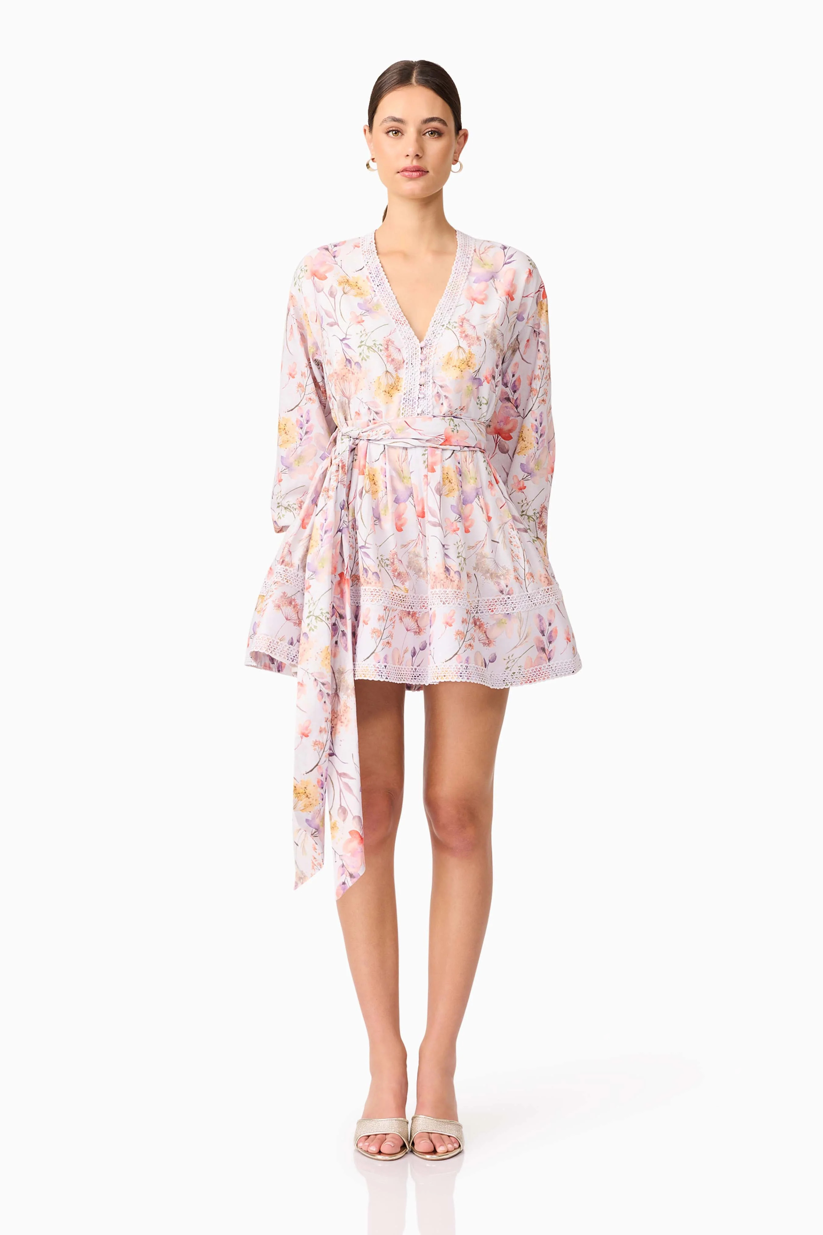 Elliatt - Ines Long Sleeve Mini Dress - Purple Floral | Jones & Daughters