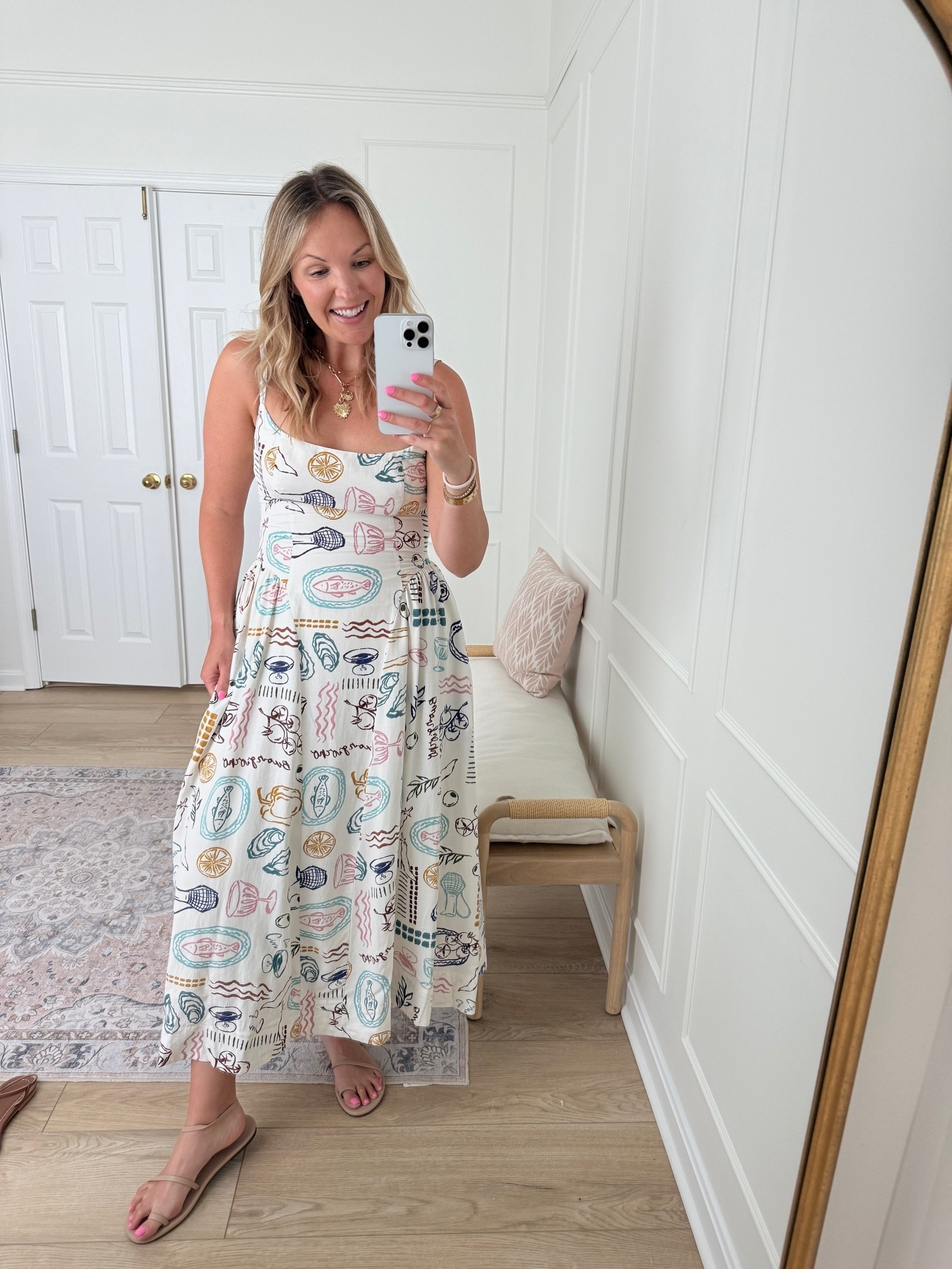 Fun vacation print! Wearing a med